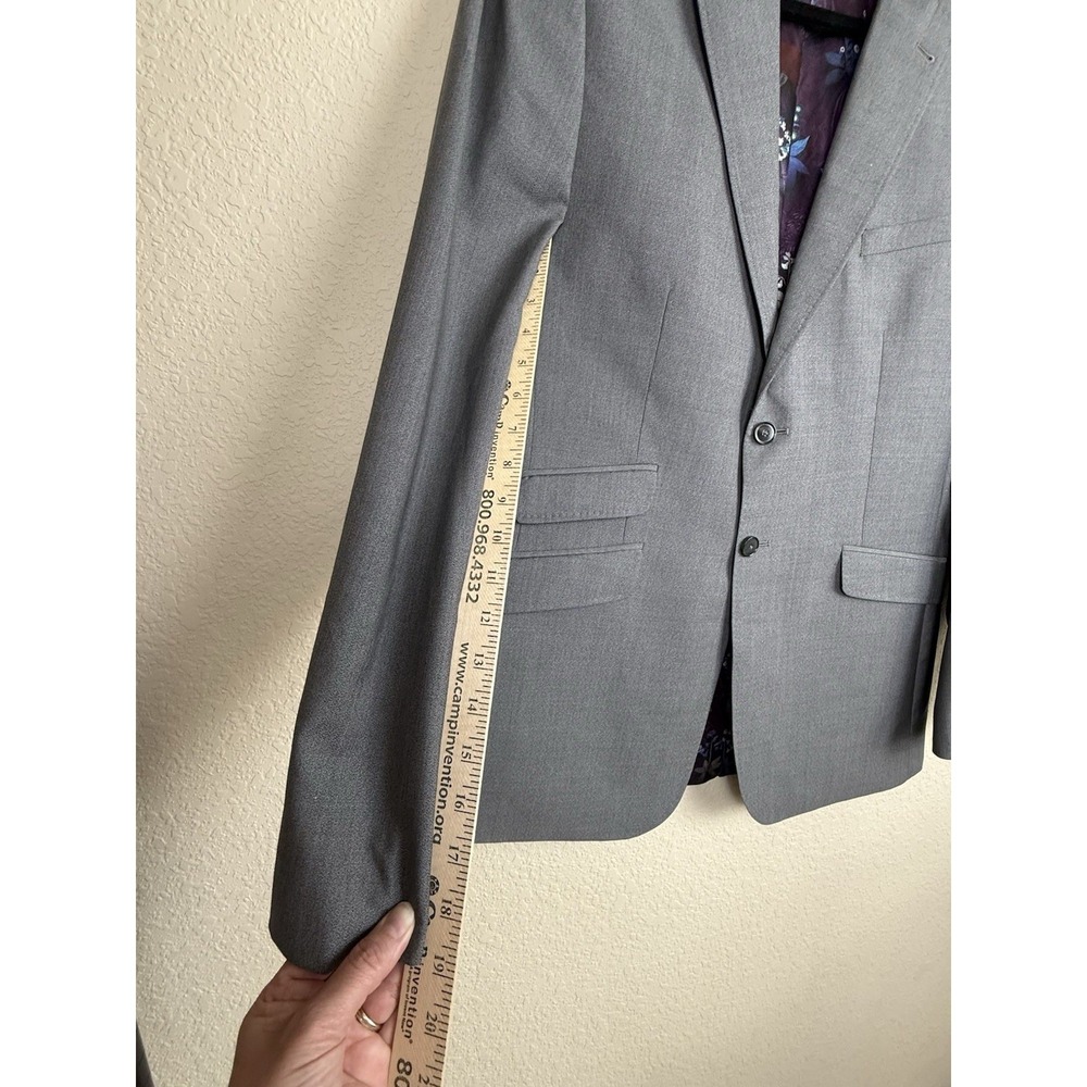 Ted Baker Endurance 42L Gray 100% Wool Surgeon Cuff Sport Coat Blazer Modern Fit - Picture 12 of 16